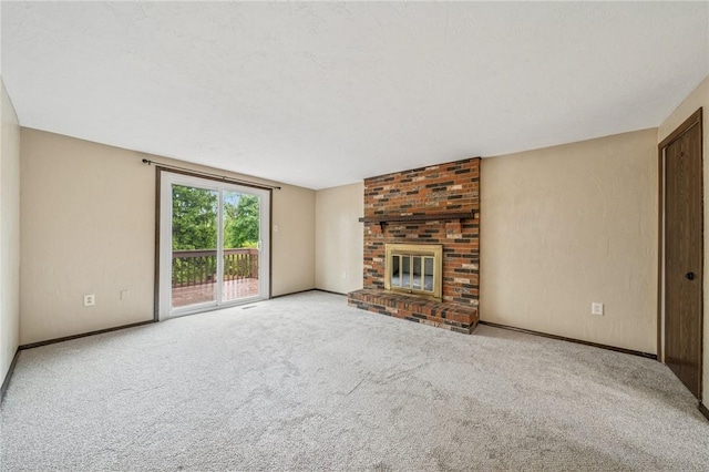 1056 Mcallister Dr, Plum Boro, PA 15068 - unfurnished living room featuring carpet, a fireplace, and baseboards