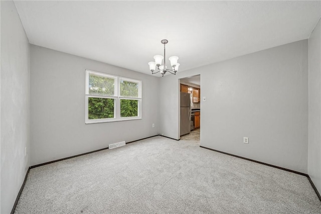 1056 Mcallister Dr, Plum Boro, PA 15068 - unfurnished room with a chandelier, light carpet, and baseboards