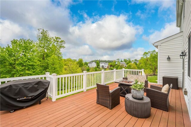 97 Clover Ln, Pine Twp Nal, PA 15044 - deck with an outdoor fire pit and area for grilling