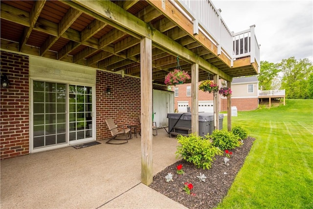 97 Clover Ln, Pine Twp Nal, PA 15044 - view of patio featuring a hot tub and a wooden deck