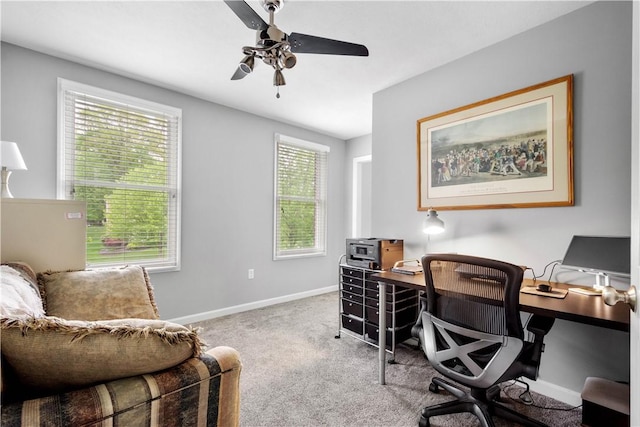 97 Clover Ln, Pine Twp Nal, PA 15044 - office space featuring a ceiling fan, carpet floors, and baseboards
