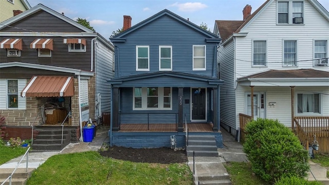 230 Linnview Ave, Carrick, PA 15210 - view of front of property with covered porch and a chimney