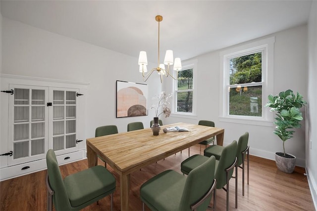 230 Linnview Ave, Carrick, PA 15210 - dining space featuring a chandelier, wood finished floors, and baseboards