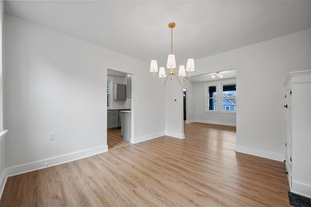 230 Linnview Ave, Carrick, PA 15210 - spare room featuring light wood finished floors, a chandelier, and baseboards