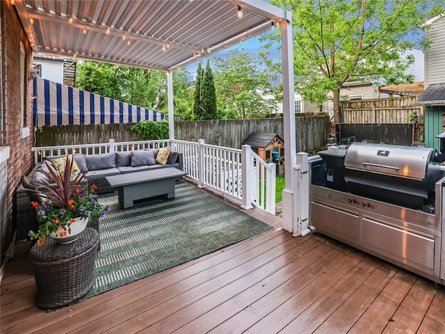 347 Spahr St, Shadyside, PA 15232 - wooden deck with outdoor lounge area and a fenced backyard