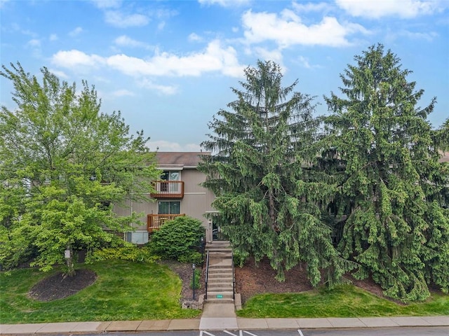 27623 Evergreen Run, North Fayette, PA 15126 - view of front of home with stairs and a balcony