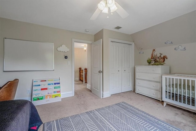 810 S Braddock Ave, Regent Square, PA 15221 - bedroom featuring carpet, a closet, a ceiling fan, baseboards, and vaulted ceiling