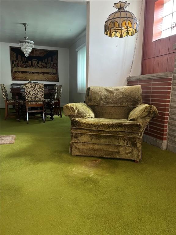 1929 Alcoa Dr, Arnold, PA 15068 - sitting room featuring carpet flooring and a chandelier