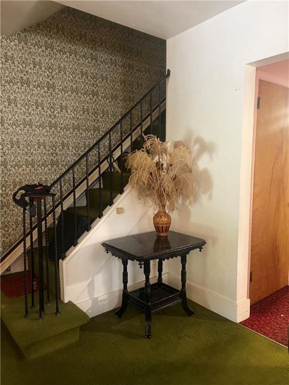 1929 Alcoa Dr, Arnold, PA 15068 - stairway with carpet flooring and wallpapered walls