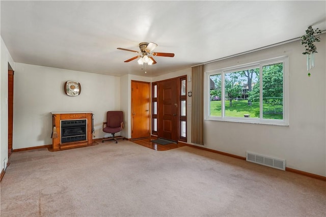 441 Wyndhurst Dr, Moon/Crescent Twp, PA 15108 - entryway featuring carpet, ceiling fan, and baseboards