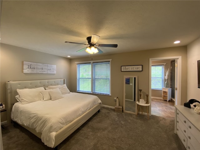 173 Rylie Dr, Lehigh Twp, PA 16037 - bedroom with dark carpet, ceiling fan, and recessed lighting