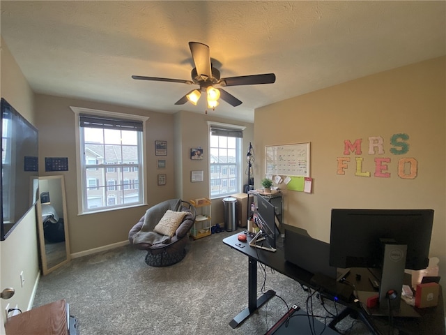 173 Rylie Dr, Lehigh Twp, PA 16037 - office area with a ceiling fan and carpet flooring