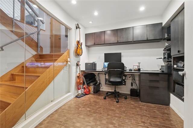 204 Bailey Ave, Mt Washington, PA 15211 - home office featuring built in study area, recessed lighting, wood finished floors, and baseboards