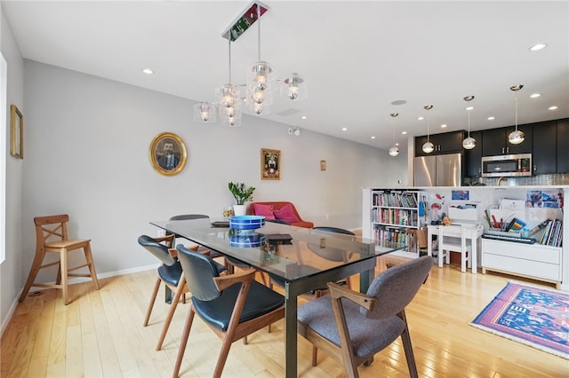 204 Bailey Ave, Mt Washington, PA 15211 - dining space with light wood-style flooring, recessed lighting, and baseboards