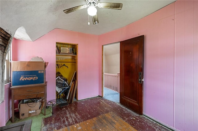 1318 Princess Ave, Beechview, PA 15216 - bedroom featuring hardwood / wood-style floors, a textured ceiling, a ceiling fan, and lofted ceiling