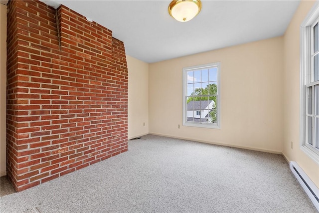 16 Mcbride Rd, North Strabane, PA 15317 - spare room featuring a baseboard heating unit, carpet flooring, and baseboards