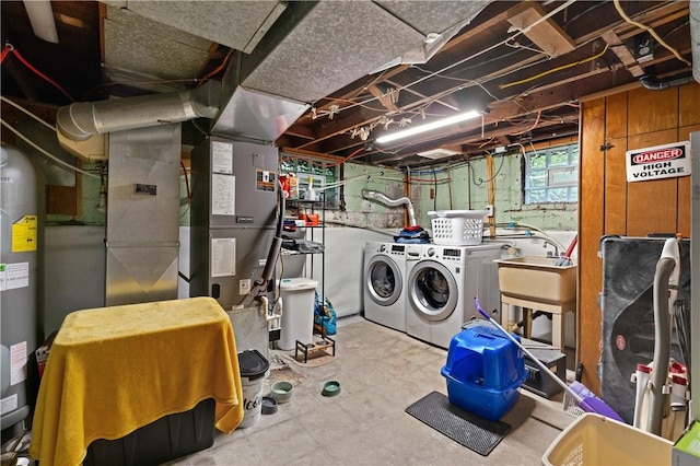 2418 Graceland Rd, Neshannock Twp, PA 16105 - basement featuring washer and dryer and electric water heater