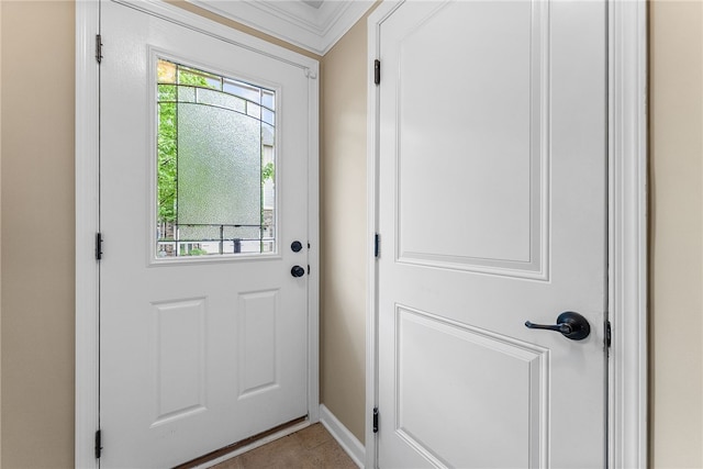 876 Beacon Ln, Mccandless, PA 15237 - doorway to outside with baseboards and crown molding