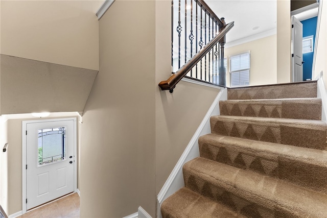 876 Beacon Ln, Mccandless, PA 15237 - stairs featuring baseboards and ornamental molding