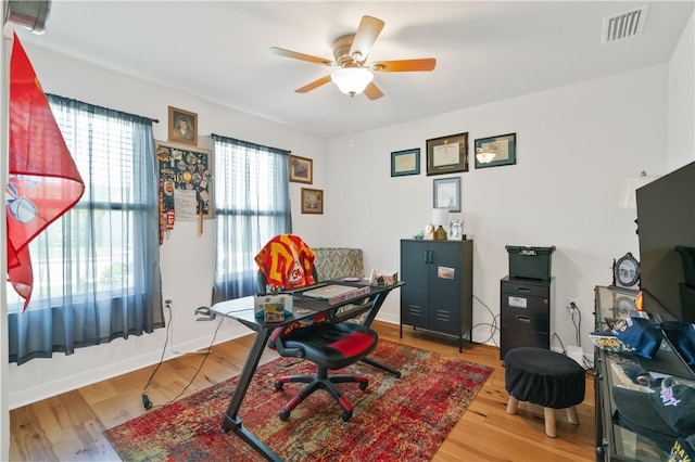 153 Olivia Dr, Center Twp Bea, PA 15061 - home office featuring a ceiling fan and light wood-type flooring