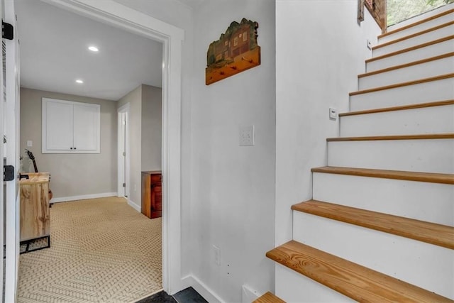 439 Pleasant Hill Rd, Allegheny Twp Wml, PA 15656 - staircase featuring recessed lighting, baseboards, and carpet flooring