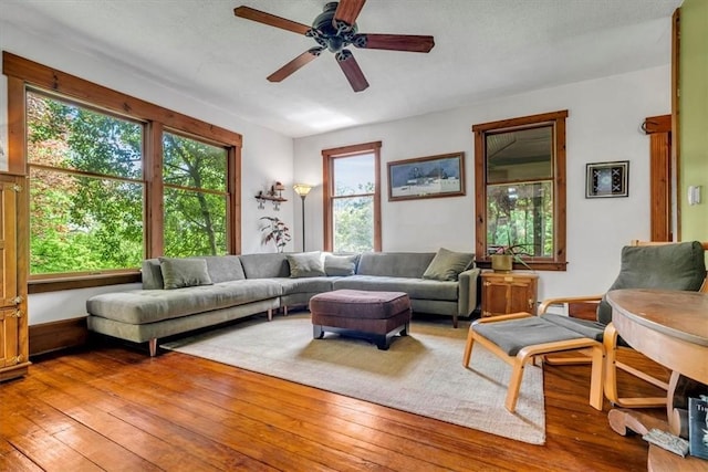 439 Pleasant Hill Rd, Allegheny Twp Wml, PA 15656 - living room with healthy amount of natural light, hardwood / wood-style flooring, and a ceiling fan