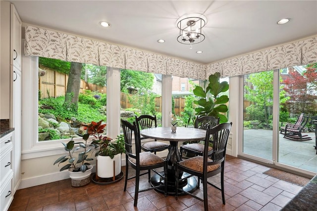 155 Westland Dr, Squirrel Hill, PA 15217 - dining area with baseboards, recessed lighting, and stone finish floors