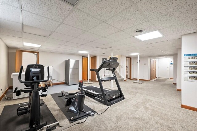 155 Westland Dr, Squirrel Hill, PA 15217 - exercise area featuring baseboards, a drop ceiling, and carpet floors
