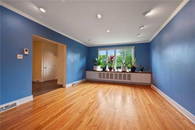 155 Westland Dr, Squirrel Hill, PA 15217 - spare room featuring wood finished floors, ornamental molding, baseboards, and recessed lighting