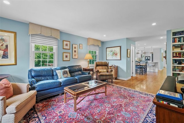 111 Maple Dr, Pine Twp Nal, PA 15090 - living room featuring wood finished floors and recessed lighting