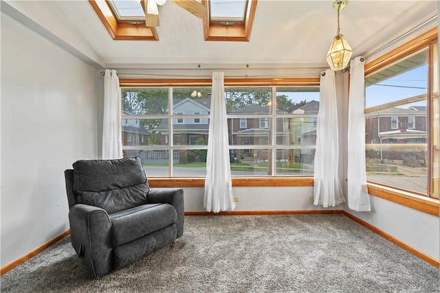 245 Martsolf Ave, West View, PA 15229 - sitting room with a skylight, carpet floors, healthy amount of natural light, baseboards, and lofted ceiling