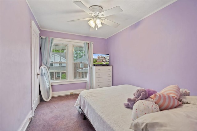 245 Martsolf Ave, West View, PA 15229 - bedroom with carpet flooring, crown molding, baseboards, and a ceiling fan