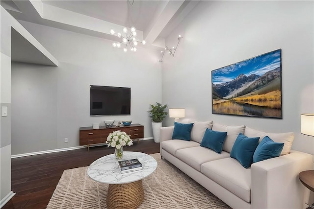 130 S 22nd St Unit 2C, South Side, PA 15203 - living area featuring wood finished floors, a chandelier, and baseboards