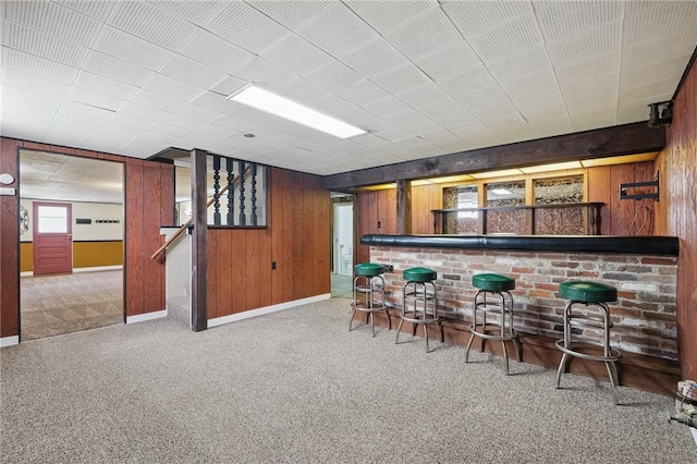 259 Allison Ave, Emsworth, PA 15202 - indoor dry bar featuring wood walls, carpet, and baseboards