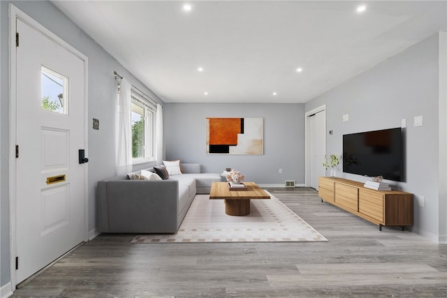 259 Allison Ave, Emsworth, PA 15202 - living room featuring recessed lighting, wood finished floors, and baseboards