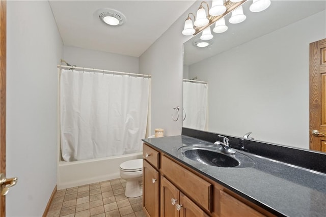 321 Ivy Dr, Pine Twp Nal, PA 15044 - full bathroom featuring toilet, vanity, shower / tub combo with curtain, and tile patterned floors