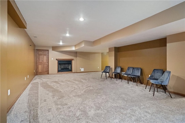 321 Ivy Dr, Pine Twp Nal, PA 15044 - sitting room featuring carpet floors, baseboards, a fireplace, and recessed lighting