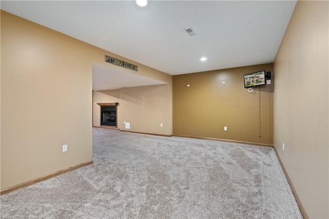 321 Ivy Dr, Pine Twp Nal, PA 15044 - unfurnished room featuring carpet, a fireplace, and recessed lighting