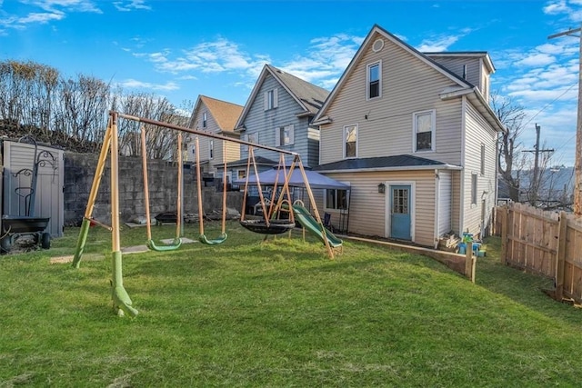 346 Pine St, Ambridge, PA 15003 - back of property with a playground and a gazebo