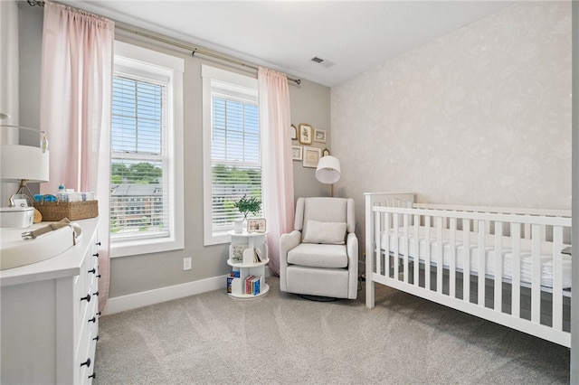 349 Azalea Dr, Peters Twp, PA 15367 - bedroom with baseboards, carpet, multiple windows, and a crib
