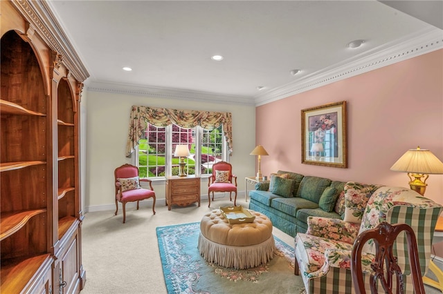 104 Autumn Way, Peters Twp, PA 15367 - living area with ornamental molding, carpet, baseboards, and recessed lighting