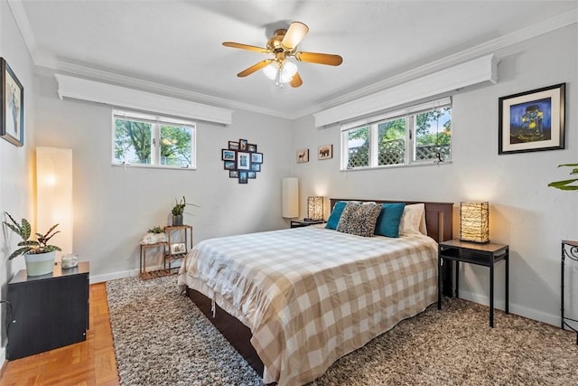 920 Maple Ave, Castle Shannon, PA 15234 - bedroom featuring ornamental molding, baseboards, and ceiling fan