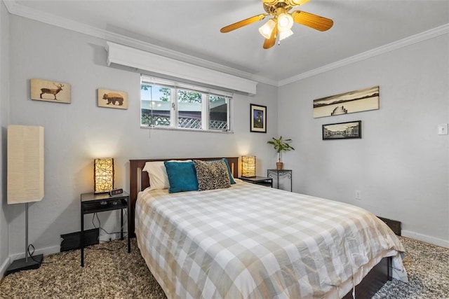 920 Maple Ave, Castle Shannon, PA 15234 - carpeted bedroom featuring baseboards, crown molding, and a ceiling fan