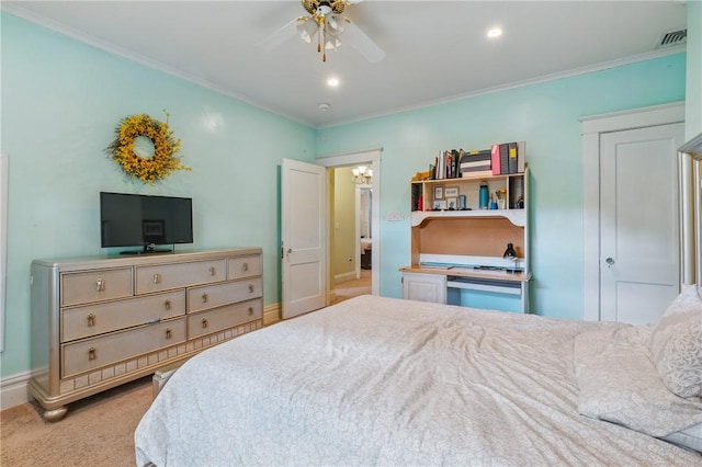 1800 Wightman St, Squirrel Hill, PA 15217 - carpeted bedroom featuring crown molding, baseboards, and ceiling fan