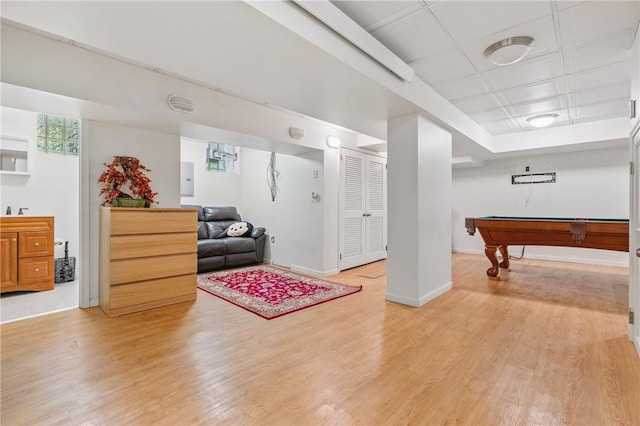 1800 Wightman St, Squirrel Hill, PA 15217 - rec room featuring light wood-style floors, billiards table, and baseboards