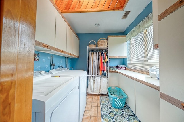 3098 Clay Pike St, Sewickley Twp, PA 15637 - laundry area featuring cabinet space, washer and dryer, and light tile patterned floors