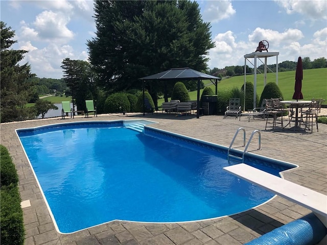 3098 Clay Pike St, Sewickley Twp, PA 15637 - outdoor pool with a gazebo, a patio area, and a diving board