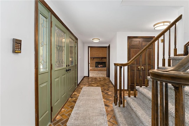 4117 Kellington Ct, Murrysville, PA 15668 - foyer entrance featuring stairway and a fireplace