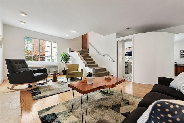 2219 Beechwood Blvd, Squirrel Hill, PA 15217 - living room featuring wood finished floors and stairway