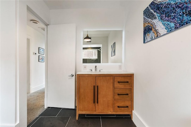 2219 Beechwood Blvd, Squirrel Hill, PA 15217 - bathroom with vanity, tile patterned flooring, and baseboards